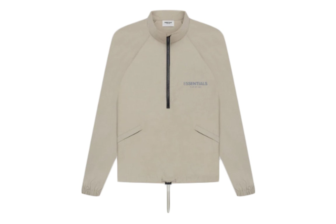 Pre-owned Fear Of God Essentials Half Zip Track Jacket (ss21) Moss