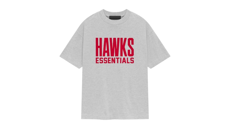 Pre-owned Fear Of God Men's Essentials Hawks Tee Shirt In Light Heather Grey