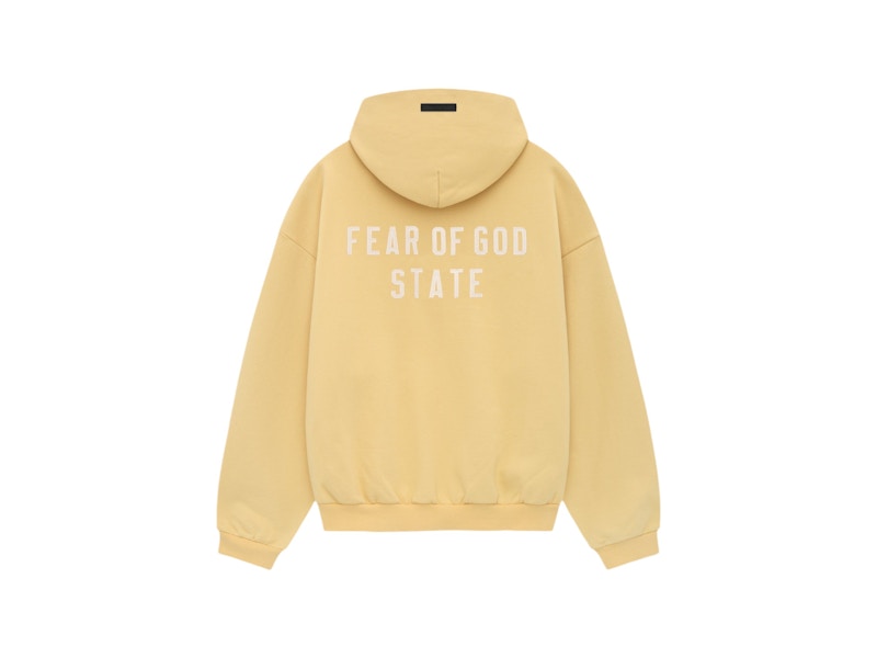 Pre-owned Fear Of God Men's  Essentials Heavy Fleece Fullzip Hoodie In Amber