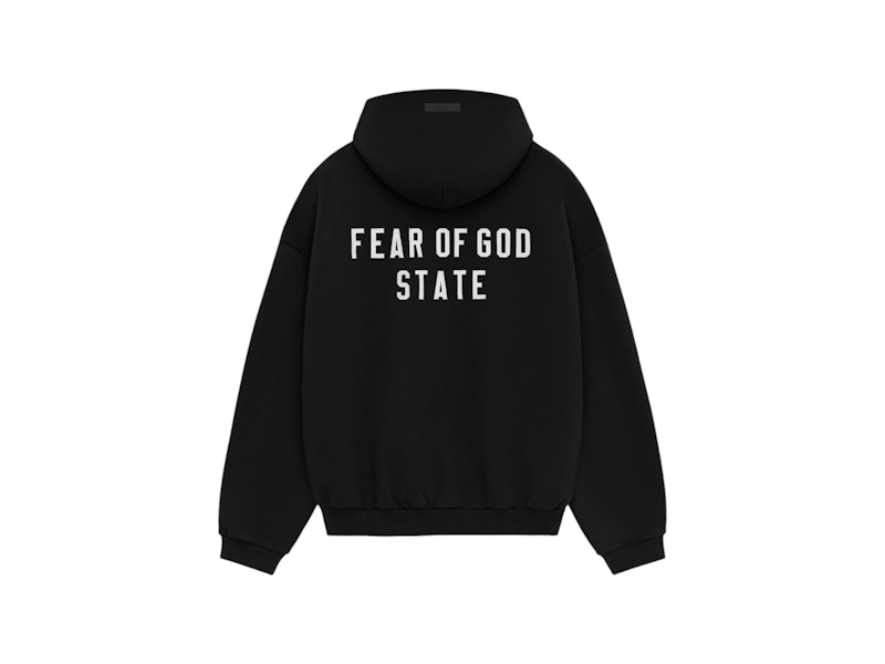 Pre-owned Fear Of God Men's Essentials Heavy Fleece Fullzip Hoodie In Black