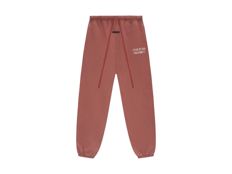 Pre-owned Fear Of God Men's Essentials Heavy Fleece Sweatpant In Crimson
