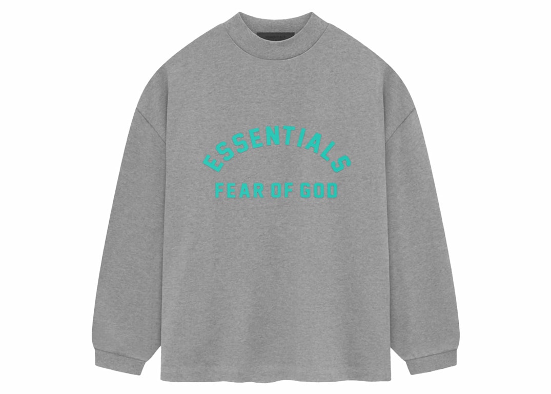 Pre-owned Fear Of God Essentials Heavy Jersey L/s Tee Dark Heather Oatmeal