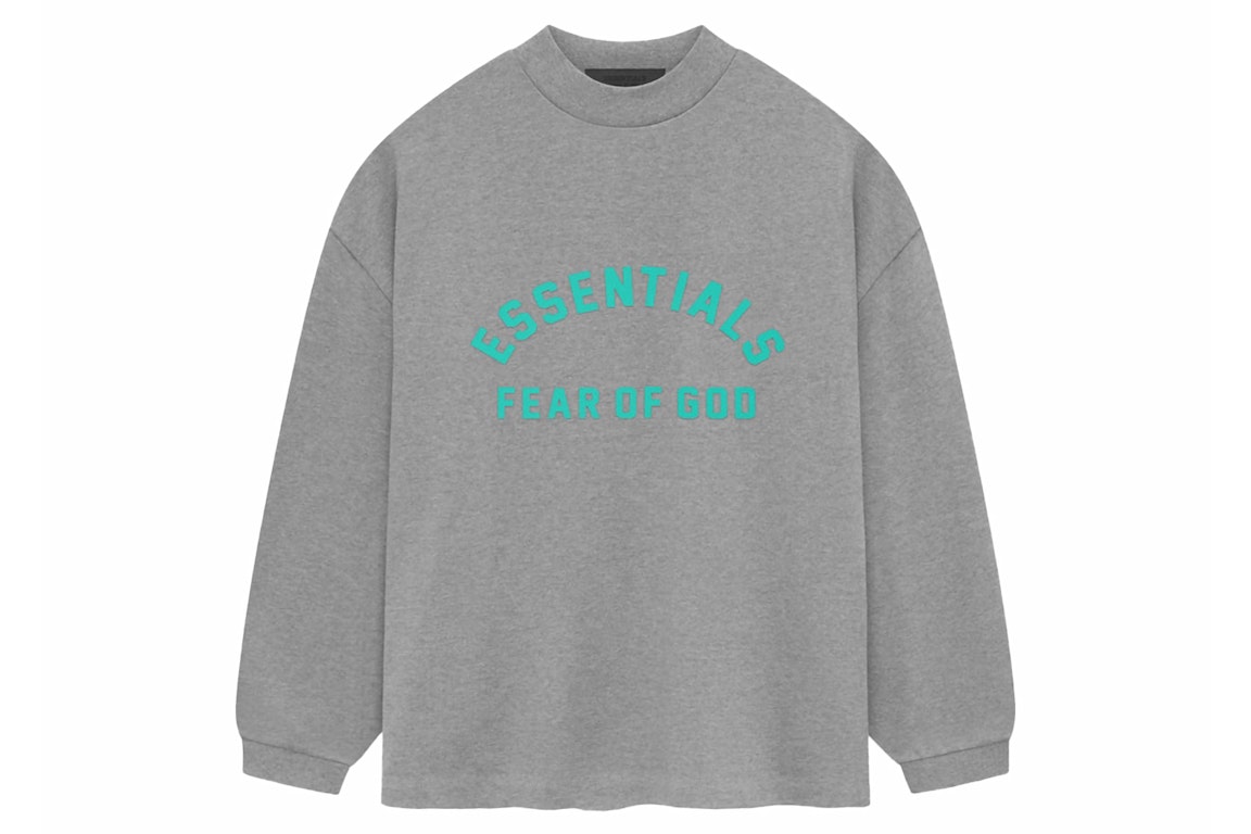 Pre-owned Fear Of God Essentials Heavy Jersey L/s Tee Dark Heather Oatmeal