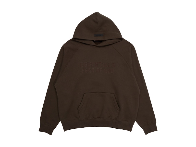 Pre-owned Fear Of God Men's Essentials Hoodie In Off Black