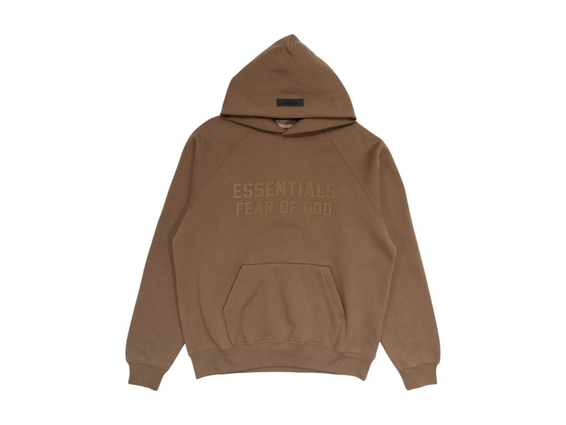 Pre-owned Fear Of God Men's Essentials Hoodie In Wood