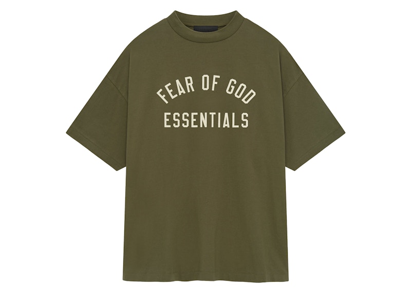 Pre-owned Fear Of God Men's Essentials Jersey Crewneck Sweatshirt Tee Shirt In Military