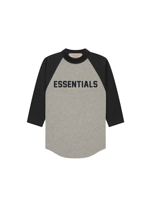 Pre-owned Fear Of God Essentials Kids 3/4 Sleeve Baseball T-shirt Dark Oatmeal