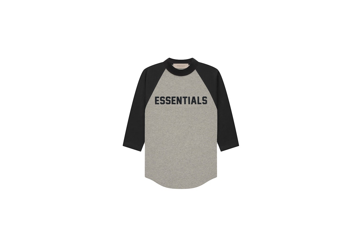 Pre-owned Fear Of God Essentials Kids 3/4 Sleeve Baseball T-shirt Dark Oatmeal