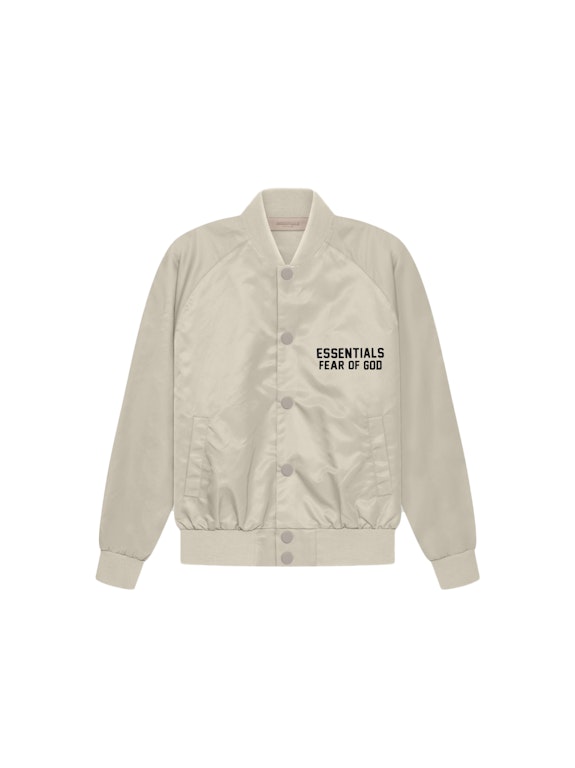 Pre-owned Fear Of God Essentials Kids Baseball Jacket Wheat