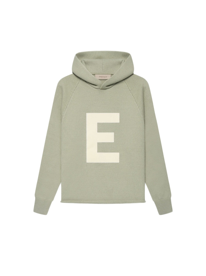 Fear of God Essentials Kids Big E Knit Hoodie Seafoam Kids' - SS22