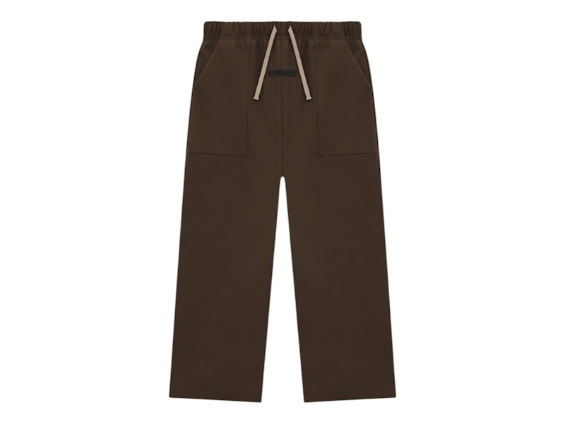 Pre-owned Fear Of God Essentials Kids Bonded Nylon Tech Pant In Brown