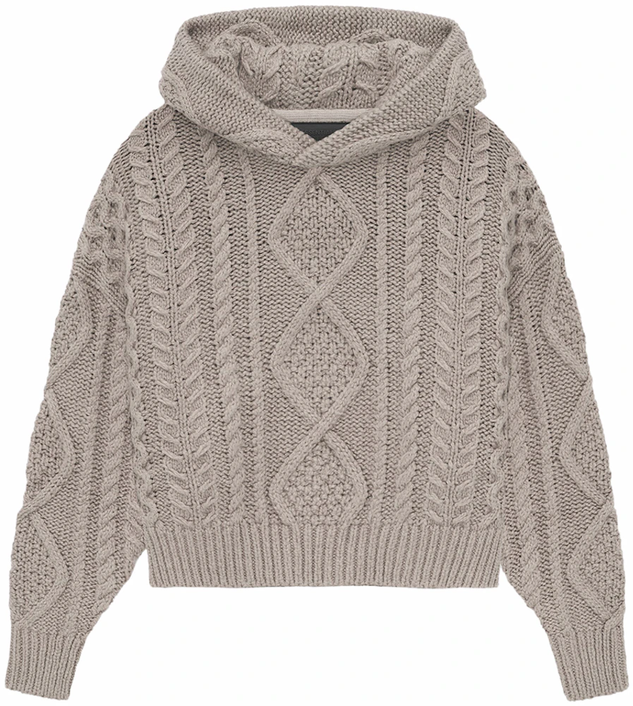 Fear of God Essentials Kids Cable Knit Hoodie Core Heather Kids' - FW23 ...