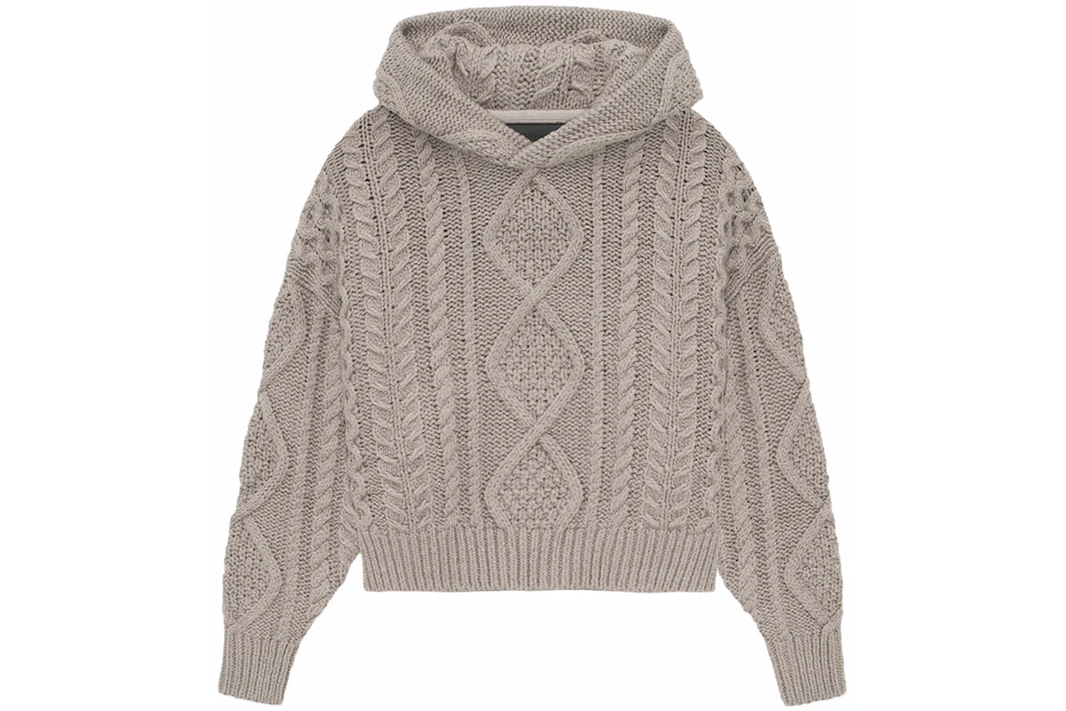 Fear of God Essentials Kids Cable Knit Hoodie Core Heather Kids' FW23