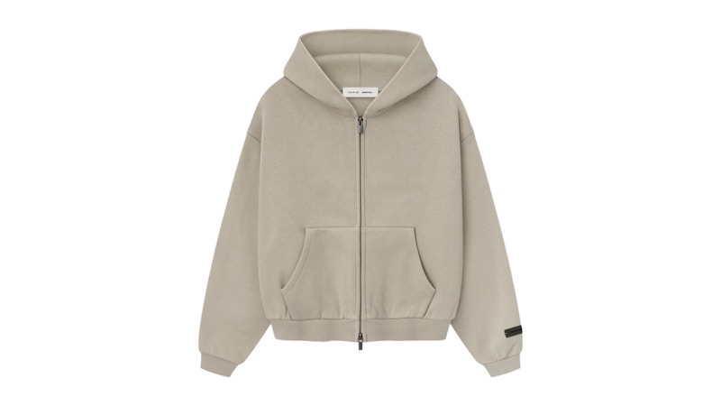 Pre-owned Fear Of God Essentials Kids Classic Fleece Zipup Hoodie In Timber In Brown
