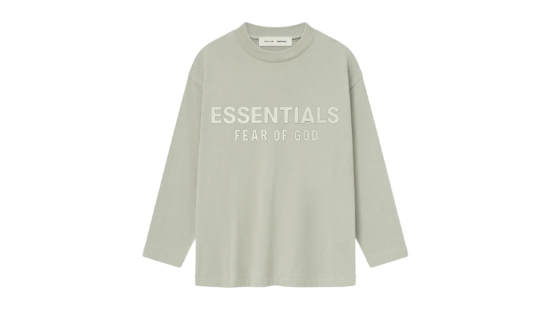 Pre-owned Fear Of God Essentials Kids Classic Long Sleeve Tee Shirt In Abbey Stone In Gray