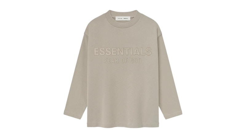 Pre-owned Fear Of God Essentials Kids Classic Long Sleeve Tee Shirt In Timber In Brown