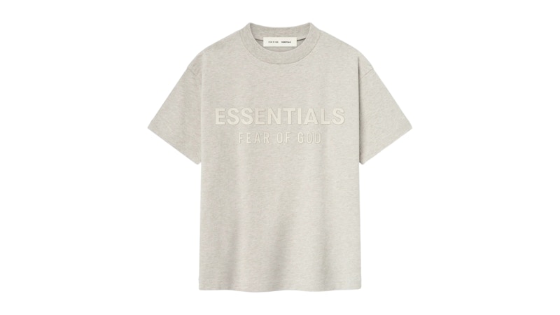 Pre-owned Fear Of God Essentials Kids Classic Tee Shirt In Heather Stone In Gray