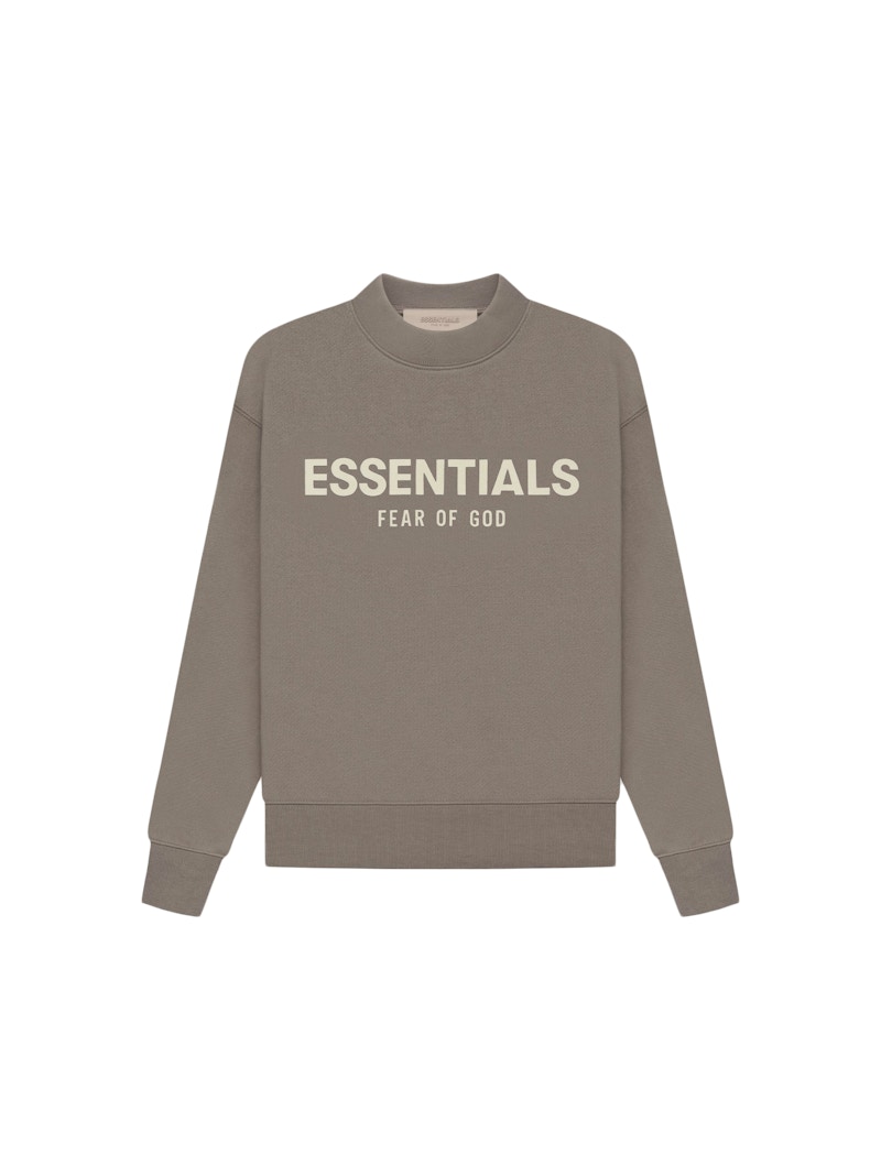 Pre-owned Fear Of God Essentials Kids Crewneck Sweatshirt In Desert Taupe