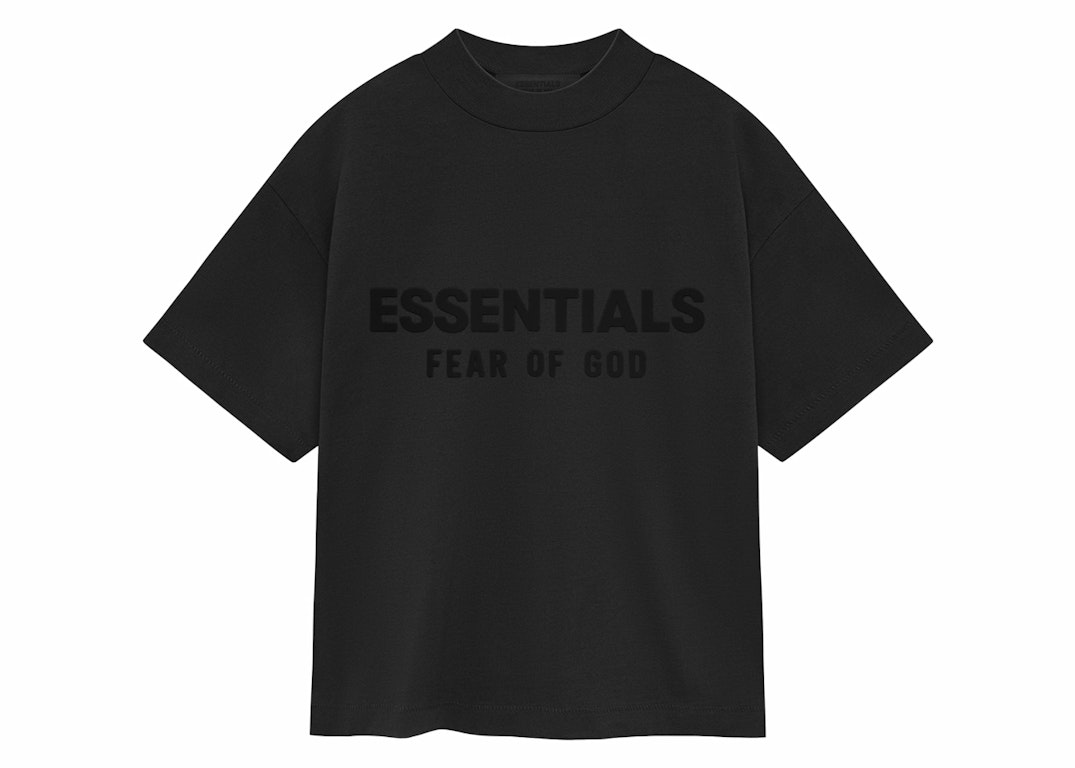 Pre-owned Fear Of God Essentials Kids Crewneck T-shirt Jet Black