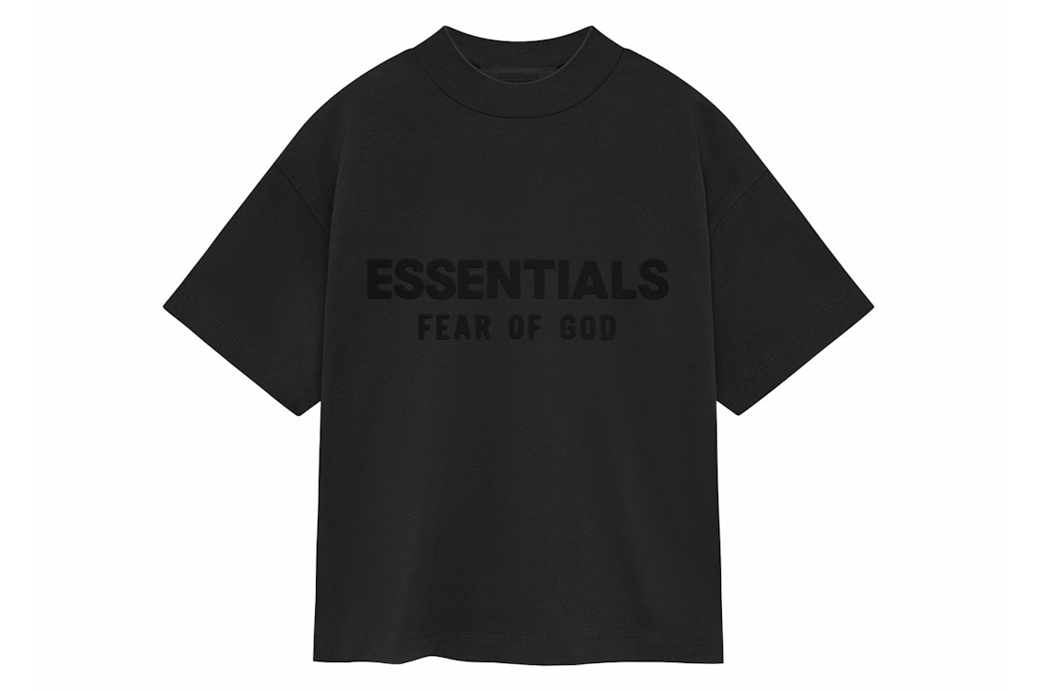 Pre-owned Fear Of God Essentials Kids Crewneck T-shirt Jet Black