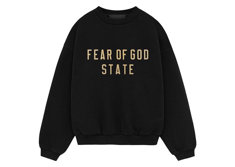 Pre-owned Fear Of God Essentials Kids Fleece Crewneck Sweatshirt In Black