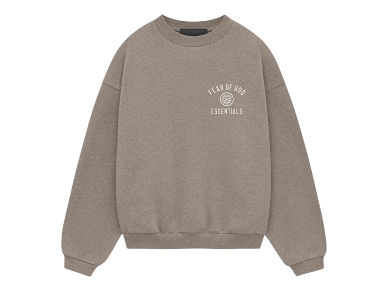 Pre-owned Fear Of God Essentials Kids Fleece Crewneck Sweatshirt (fw24) In Heather Gray