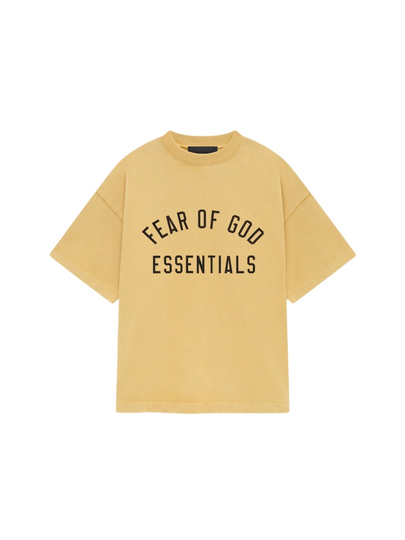 Pre-owned Fear Of God Essentials Kids Heavy Crewneck Sweatshirt Tee Shirt In Amber