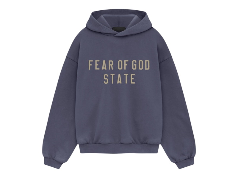 Pre-owned Fear Of God Essentials Kids Heavy Fleece Hoodie In Marine In Blue