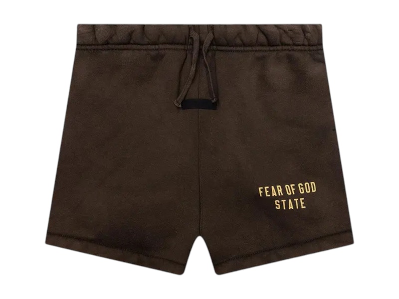 Pre-owned Fear Of God Men's Essentials Kids Heavy Fleece Soccer Short In Brown