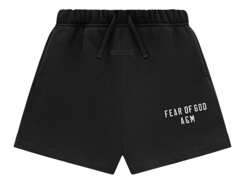 Pre-owned Fear Of God Essentials Kids Heavy Fleece Soccer Short (fw24) In Black
