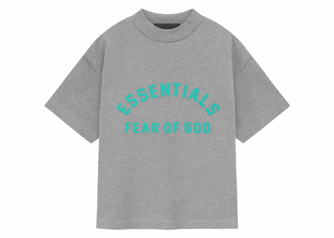Pre-owned Fear Of God Essentials Kids Heavy Jersey S/s Tee Dark Heather Oatmeal