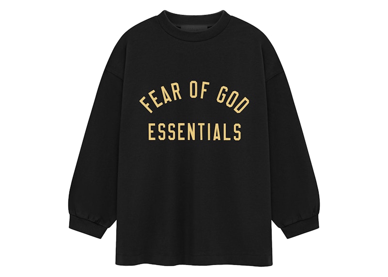 Pre-owned Fear Of God Essentials Kids Jersey Long Sleeve Tee Shirt In Black