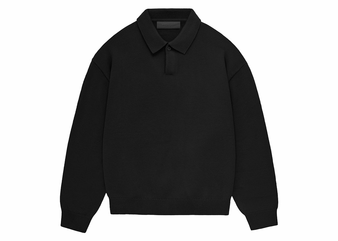 Pre-owned Fear Of God Essentials Kids Knit Polo Jet Black