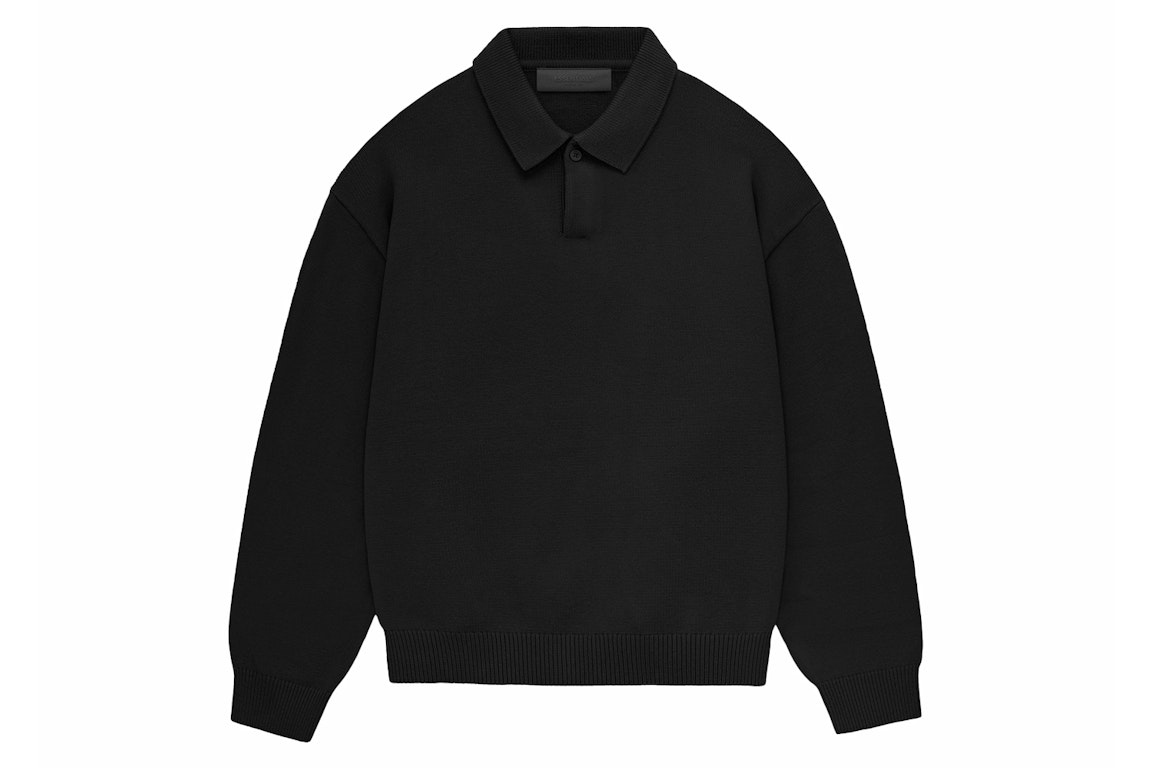 Pre-owned Fear Of God Essentials Kids Knit Polo Jet Black