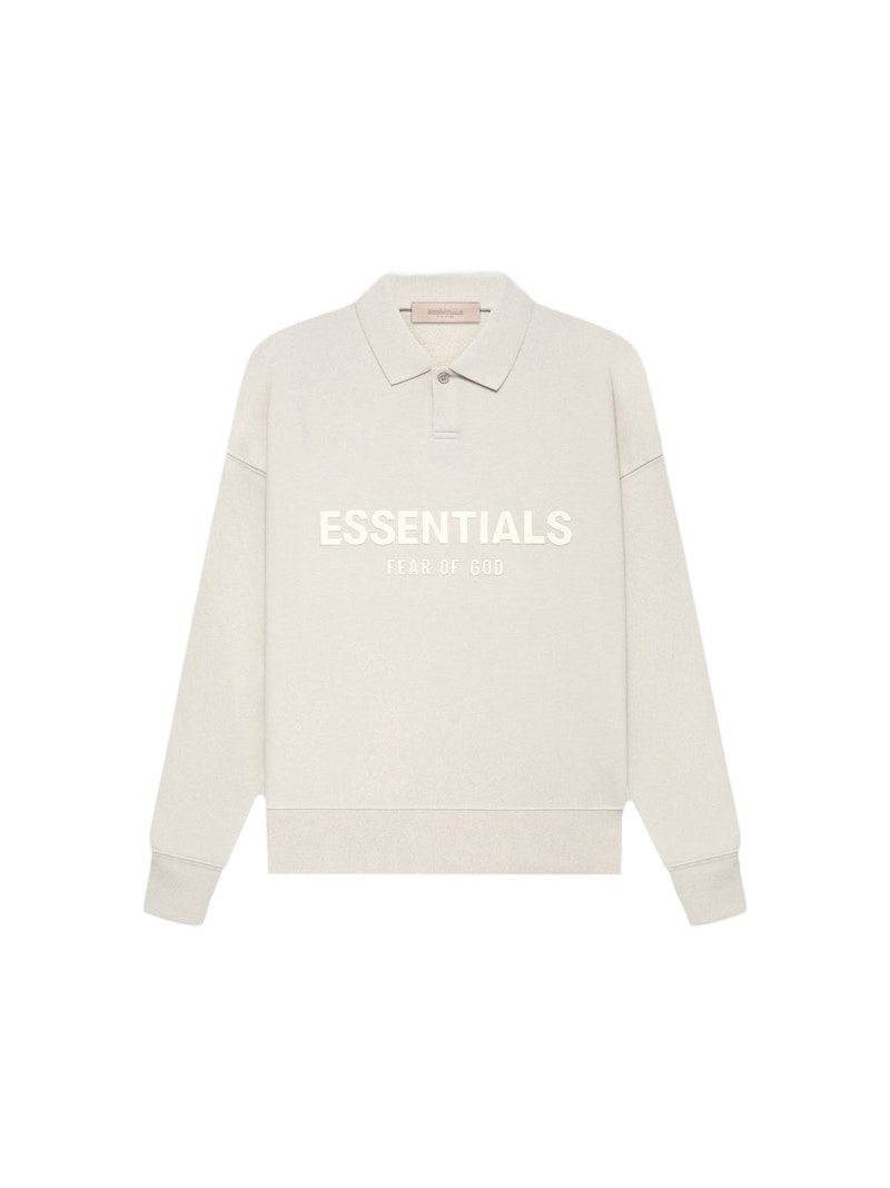 Pre-owned Fear Of God Essentials Kids Long Sleeve Polo Shirt In Wheat