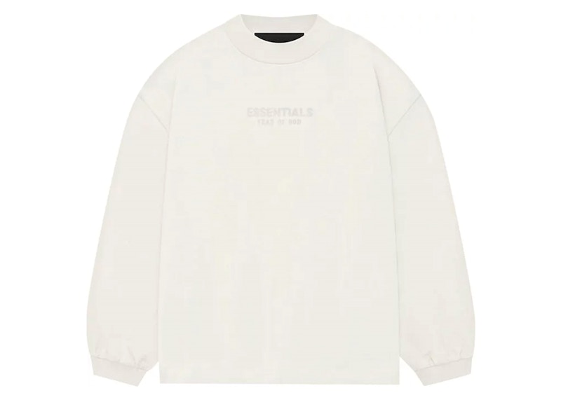 Pre-owned Fear Of God Essentials Kids Long Sleeve T-shirt In Cloud Dancer In Gray