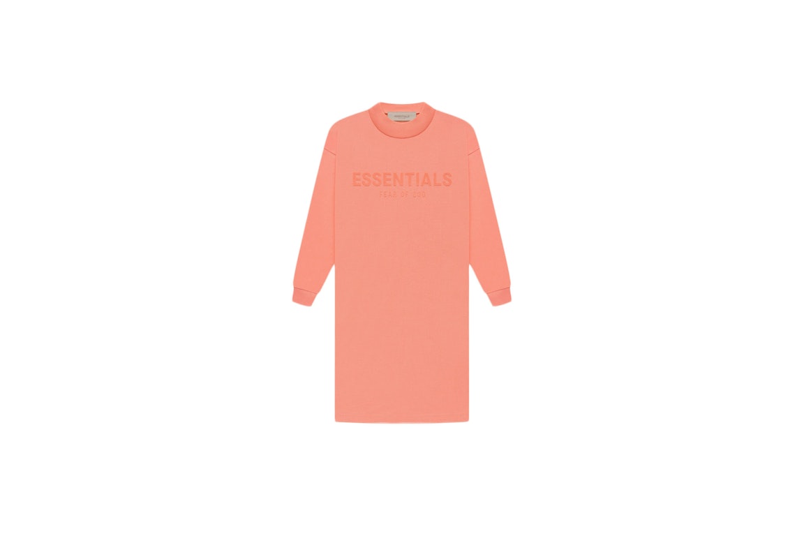 Pre-owned Fear Of God Essentials Kids L/s T-shirt Dress Coral