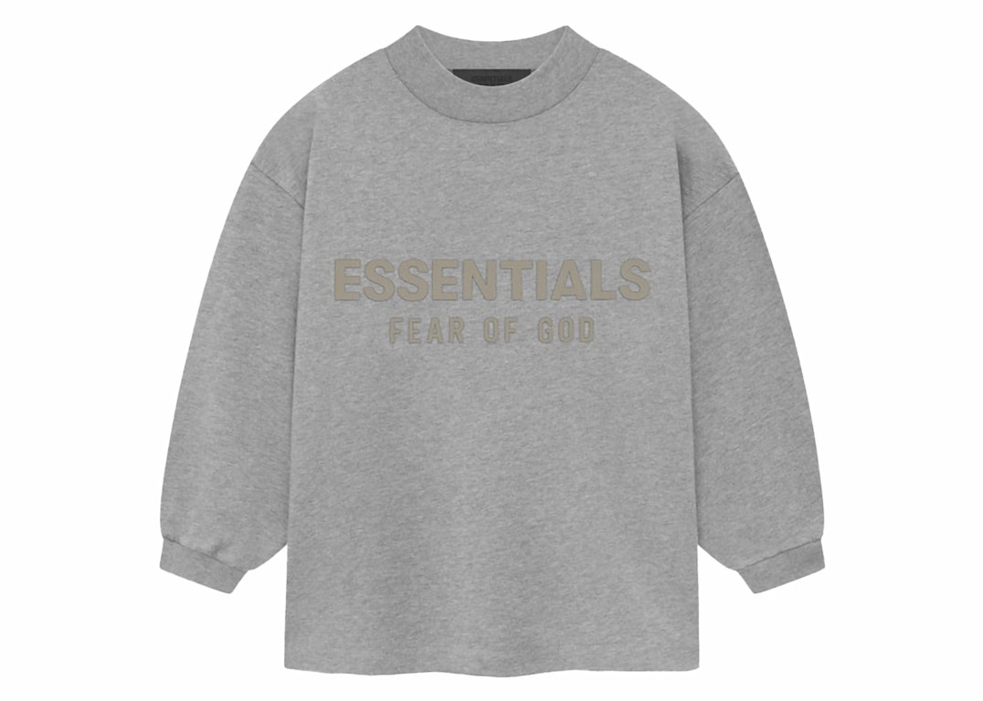 Pre-owned Fear Of God Essentials Kids L/s Tee Dark Heather Oatmeal
