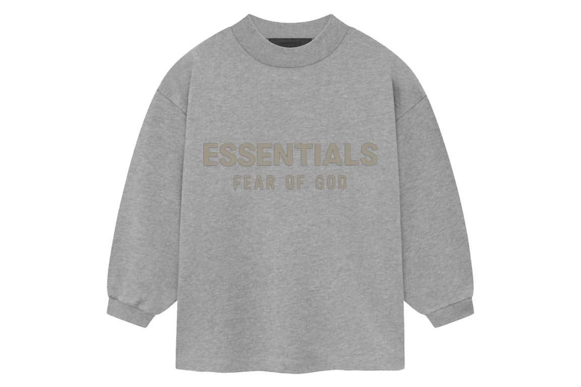 Pre-owned Fear Of God Essentials Kids L/s Tee Dark Heather Oatmeal