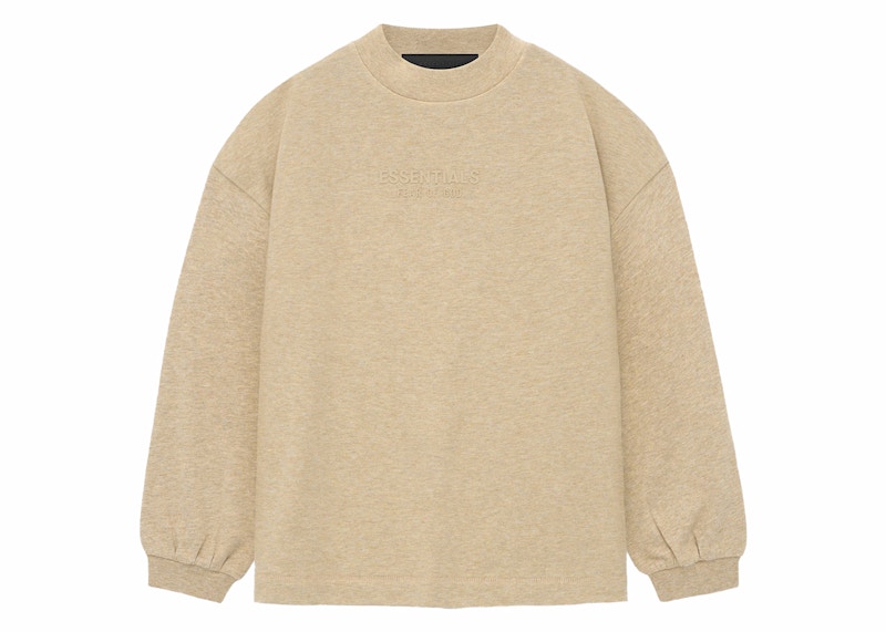 Pre-owned Fear Of God Essentialong Sleeve Kids Long Sleeve Tee Shirt In Gold Heather