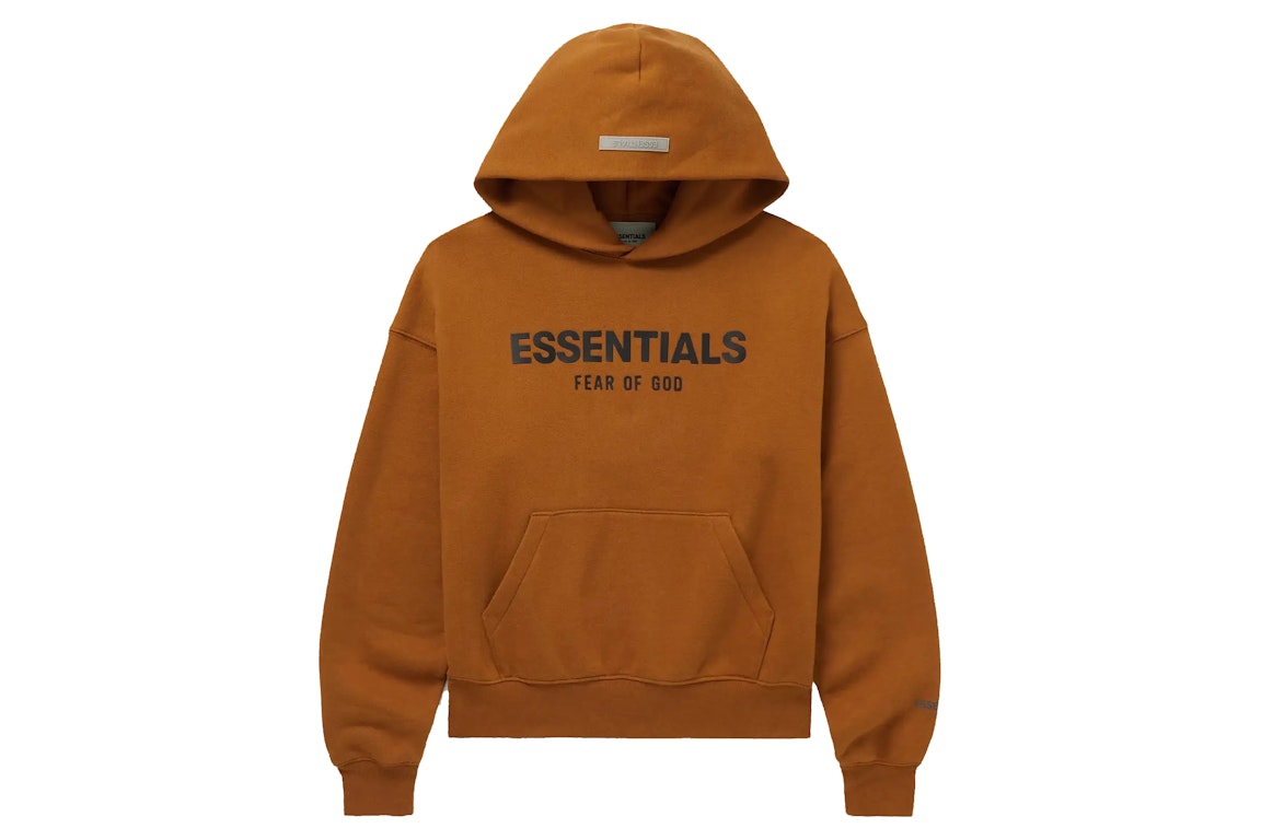 Pre-owned Fear Of God Essentials Kids Mr. Porter Exclusive Logo-print Cotton-blend Jersey Hoodie Brown