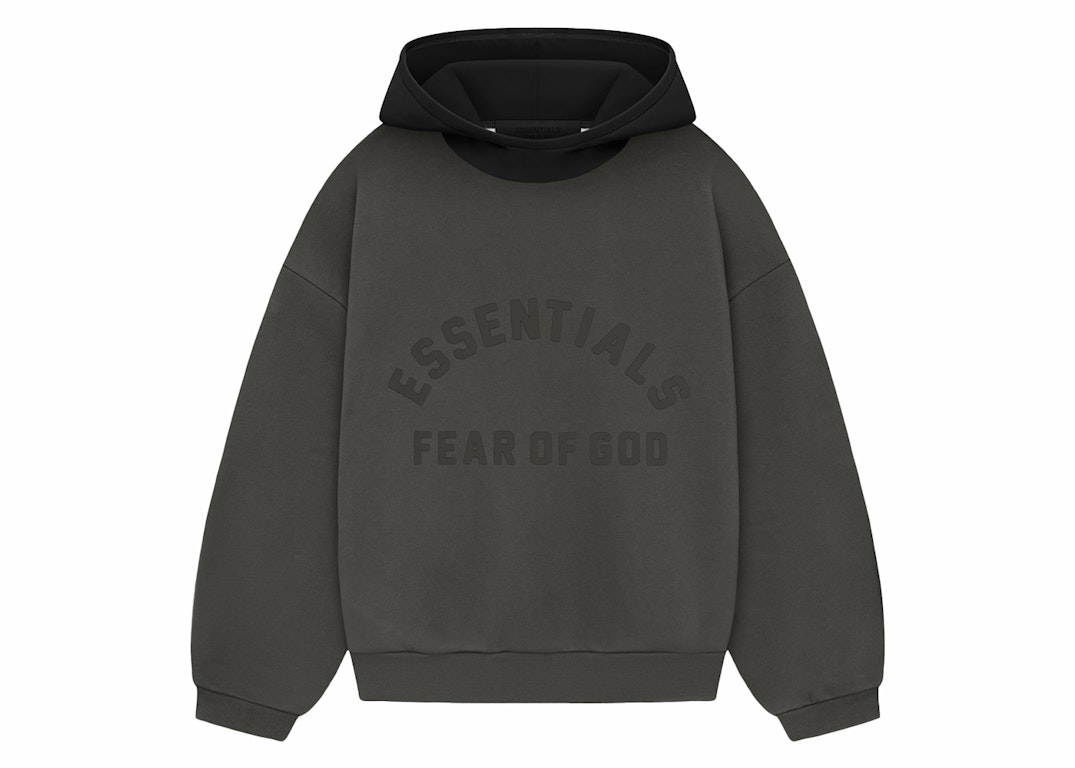 Pre-owned Fear Of God Essentials Kids Nylon Fleece Hoodie Ink/jet Black