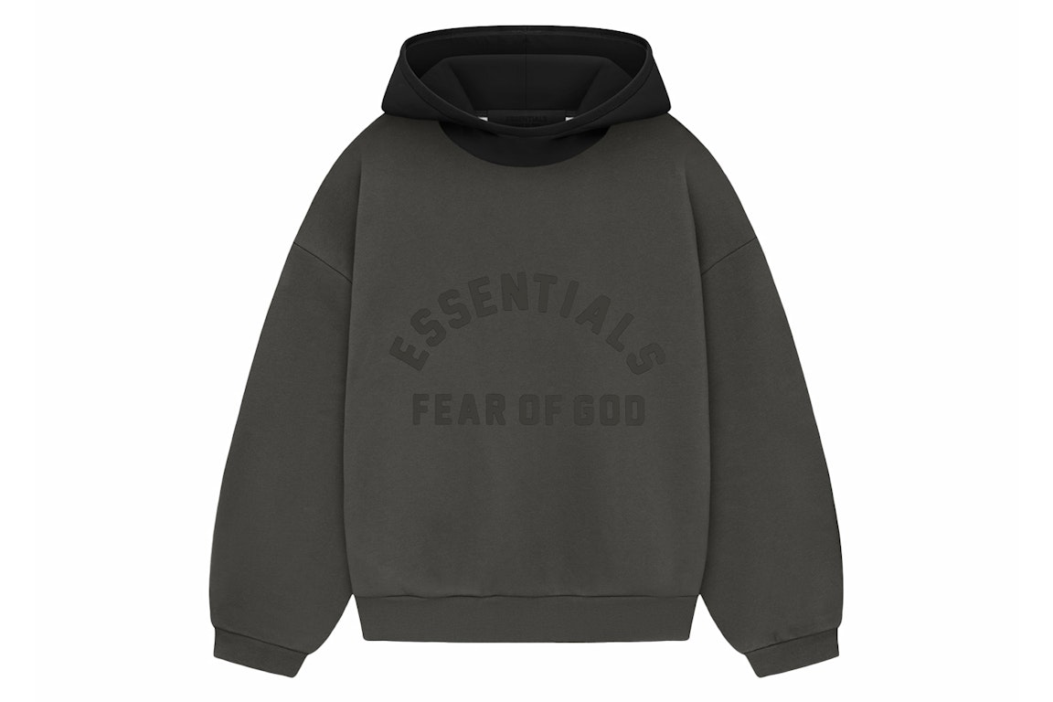 Pre-owned Fear Of God Essentials Kids Nylon Fleece Hoodie Ink/jet Black