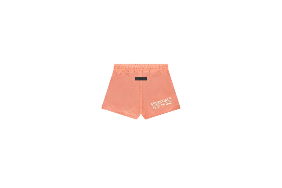 Pre-owned Fear Of God Essentials Kids Nylon Running Shorts Coral