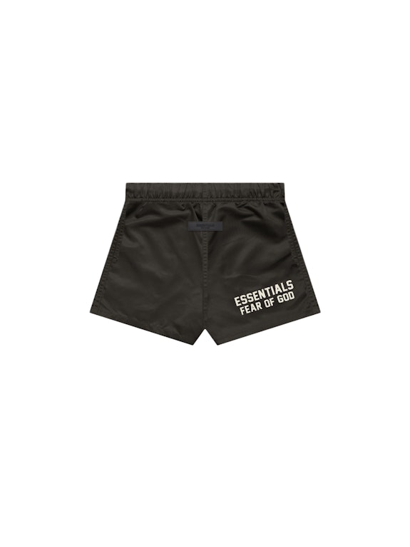 Pre-owned Fear Of God Essentials Kid's Nylon Running Shorts Off Black