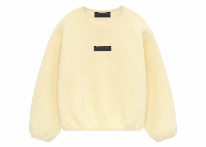 Pre-owned Fear Of God Essentials Kids Polar Fleece Crewneck Sweatshirt In Garden Yellow