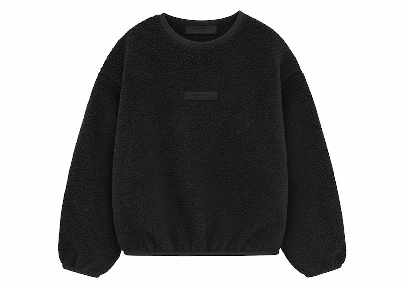 Pre-owned Fear Of God Essentials Kids Polar Fleece Crewneck Sweatshirt In Jet Black