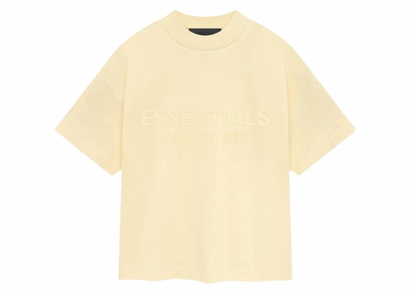 Pre-owned Fear Of God Essentials Kids Short Sleeve Tee Shirt In Garden Yellow