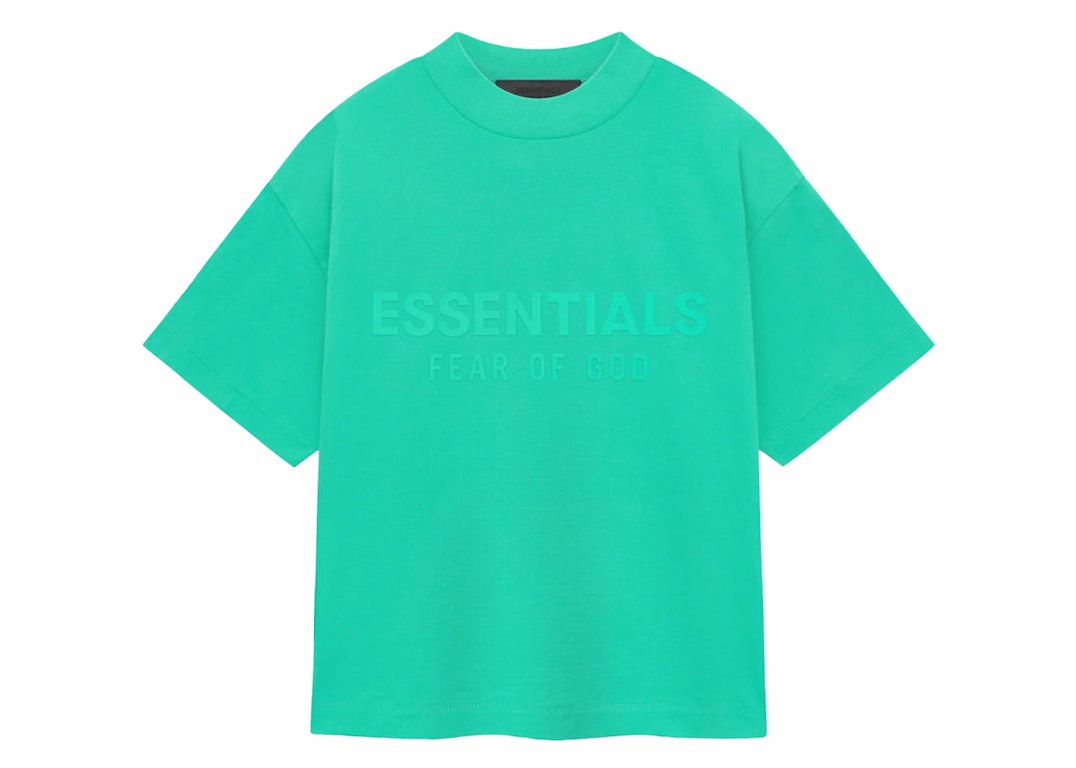 Pre-owned Fear Of God Essentials Kids S/s Tee Mint Leaf