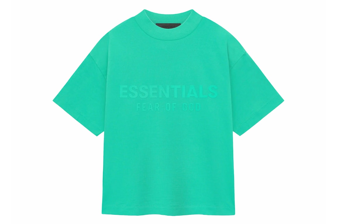 Pre-owned Fear Of God Essentials Kids S/s Tee Mint Leaf